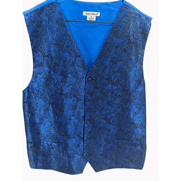Daniel Elissa Mens XL Royal Blue Metallic Paisley Dress Vest NWT Formal - Picture 1 of 6